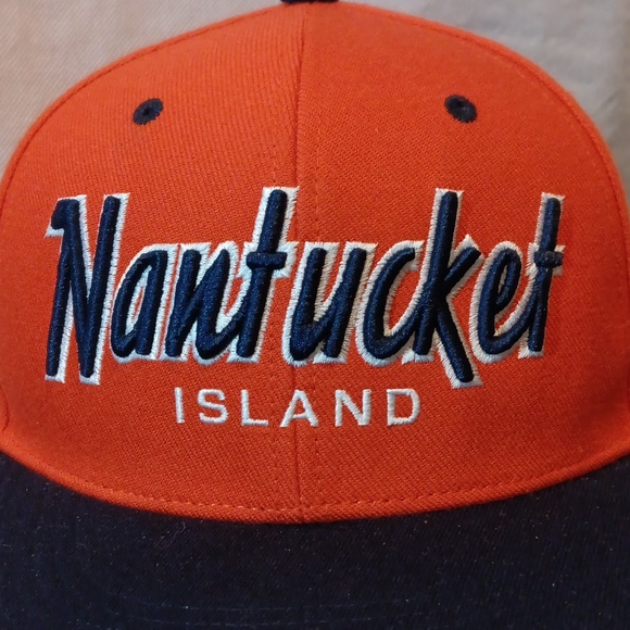 Nantucket Island Orange Snapback Cap Hat - Picture 2 of 7